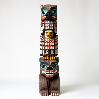 Totem Pole with Bear Eagle Bear