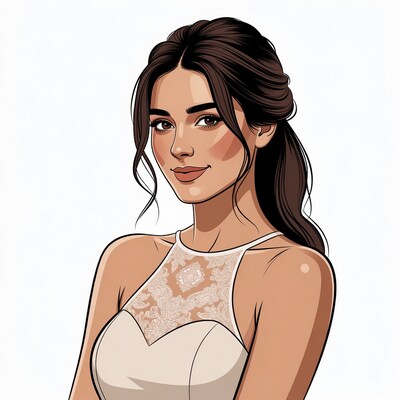Beautiful woman in lace wedding dress