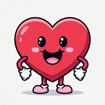Cute Smiling Red Heart Character