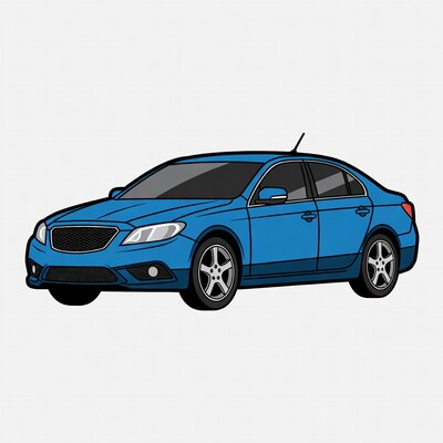 Blue sedan car illustration