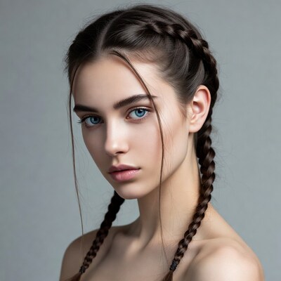 Woman with braided hair portrait