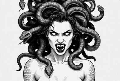 Medusa with snakes in hair