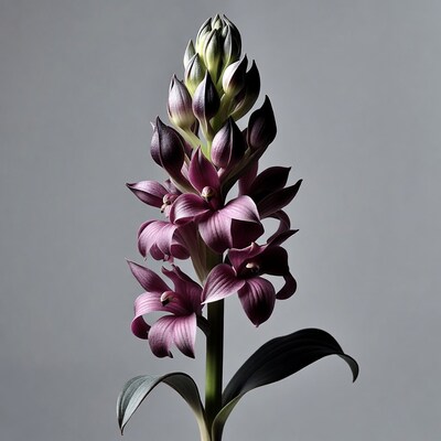 Purple Orchid Flower on Gray Background