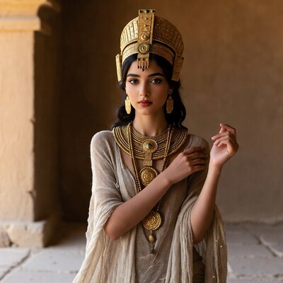 Egyptian woman in gold headdress