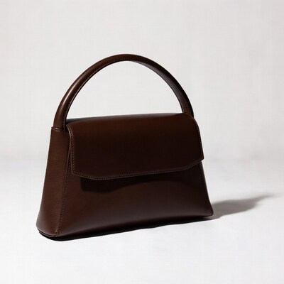 Brown Leather Top Handle Handbag