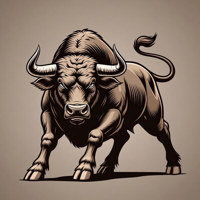 Aggressive Bull Charging Forward