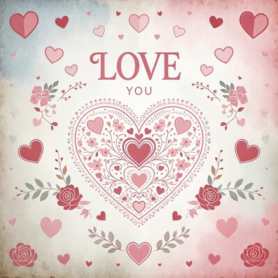 Love You Hearts Illustration