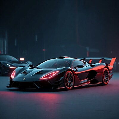 Black Lamborghini SC20 Supercar at Night