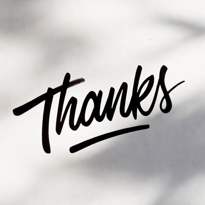 Handwritten Thanks Text on White