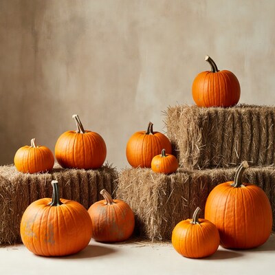 Pumpkins on Hay Bales