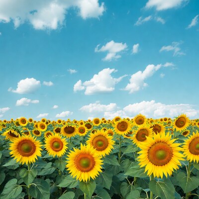 Sunflower Field Under Blue Sky