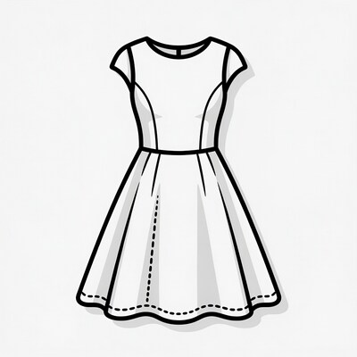 Short sleeve flared dress illustration