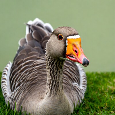 Greylag Goose on Green Grass