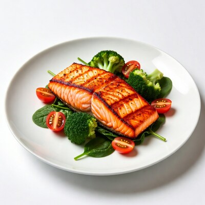 Grilled Salmon with Broccoli and Tomatoes