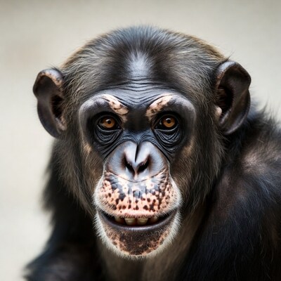 Chimpanzee smiling with open mouth