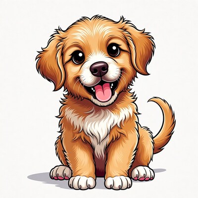 Cute Golden Retriever Puppy Smiling