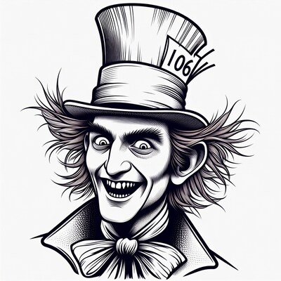 Mad Hatter grinning in top hat