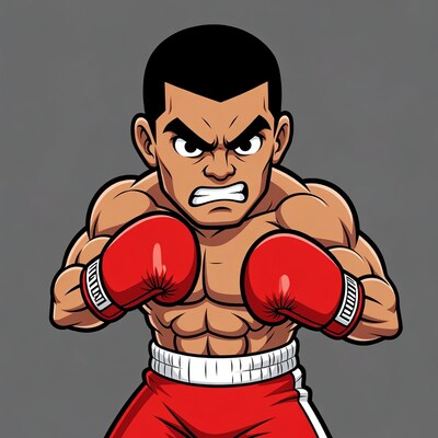 Angry muscular boxer man illustration