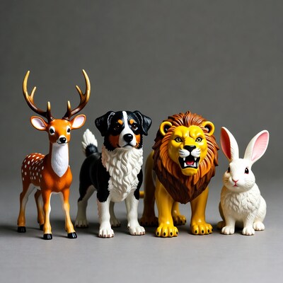 Deer Dog Lion Bunny Toy Figures