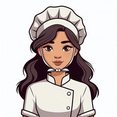 Asian woman chef illustration