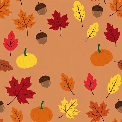 Fall Leaves Acorns Pumpkins Pattern