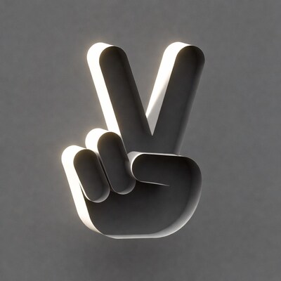 Glowing Peace Sign Hand Gesture