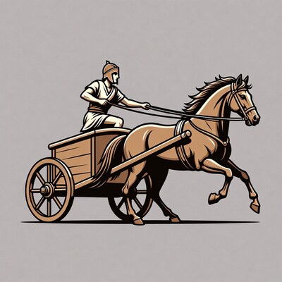 Ancient Warrior Driving Horse Chariot