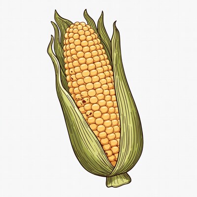 Cartoon Corn Cob Illustration