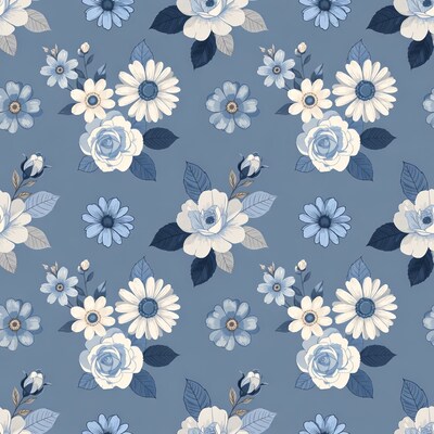Blue Floral Seamless Pattern