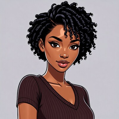 Beautiful African-American woman with curly hair
