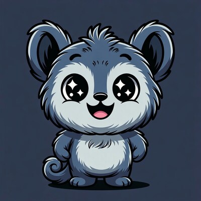 Cute gray mouse illustration smiling