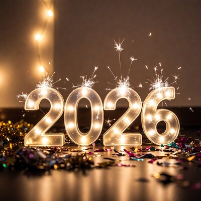 Glowing 2026 Numbers with Sparklers