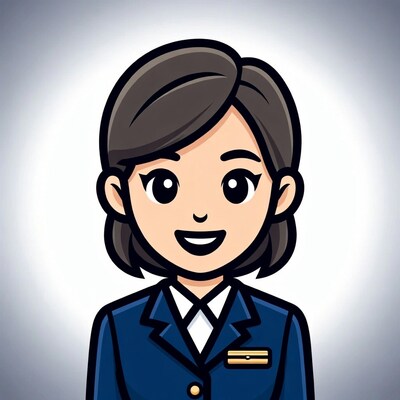 Smiling Asian woman in navy uniform