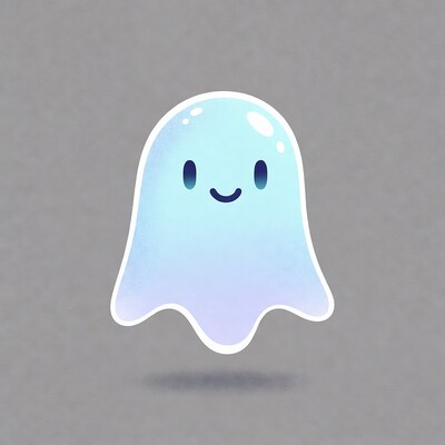 Cute Blue Cartoon Ghost