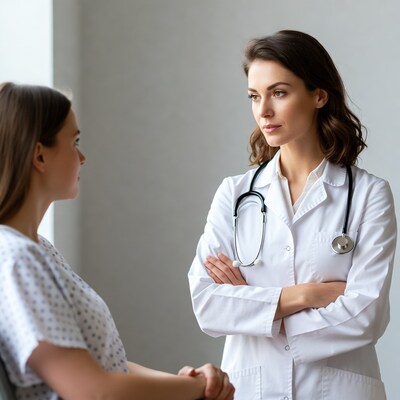 Doctor woman consulting young patient