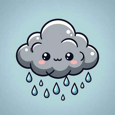 Cute Kawaii Rain Cloud Illustration