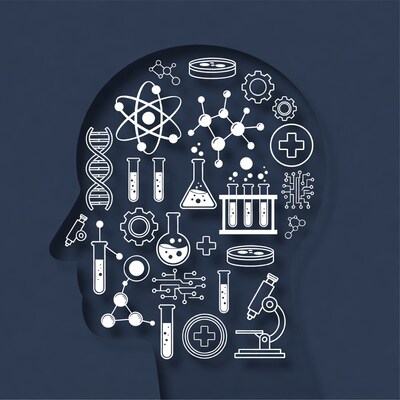 Brain filled with science icons