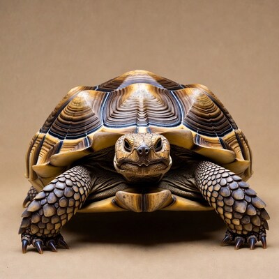 Radiated Tortoise on Brown Background