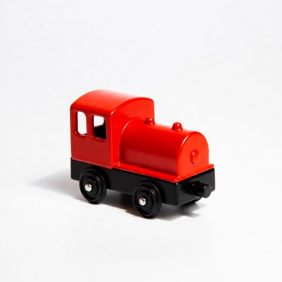 Red wooden toy tank locomotive