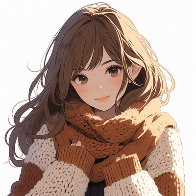 Anime girl in orange scarf