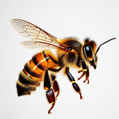 Honey Bee Flying Isolated Background