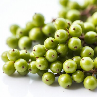 Fresh Green Unripe Grapes Cluster