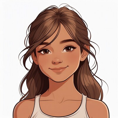 Smiling Asian girl illustration
