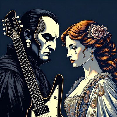 Ghost with Guitar and Redhead Woman