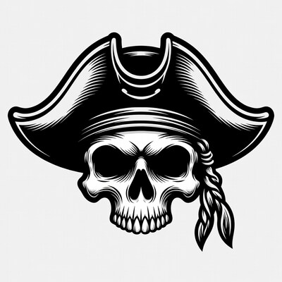 Pirate Skull with Tricorn Hat