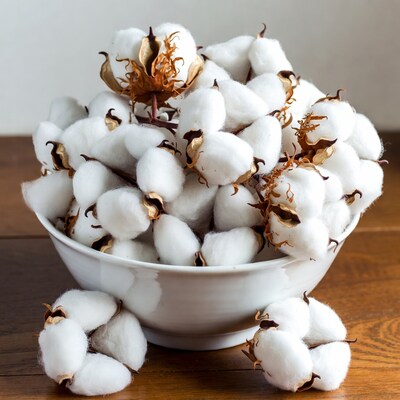 Cotton Bolls in White Bowl