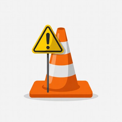 Traffic Cone with Exclamation Sign