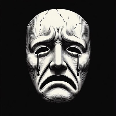 Crying Tragedy Mask Illustration