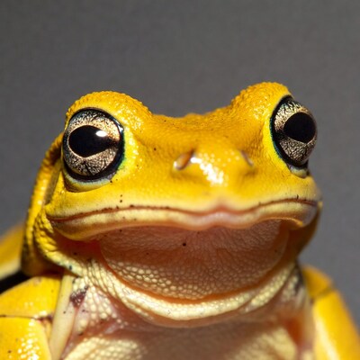 Yellow tree frog close-up