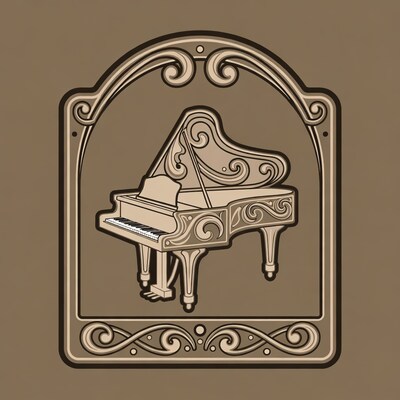 Ornate Grand Piano Illustration